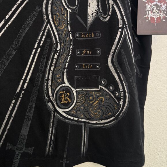 Konquest Shirt Mens Medium Guitar Cross Metallic Tee Tshirt Y2K Grunge Rock NEW - Picture 6 of 10
